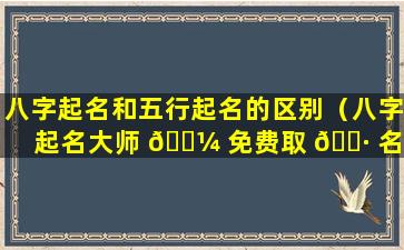 八字起名和五行起名的区别（八字起名大师 🌼 免费取 🌷 名测八字）